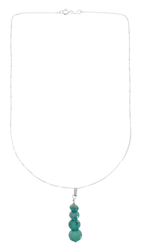 Navajo Sterling Silver Turquoise 16" Box Chain Pendant Necklace Set AX128055